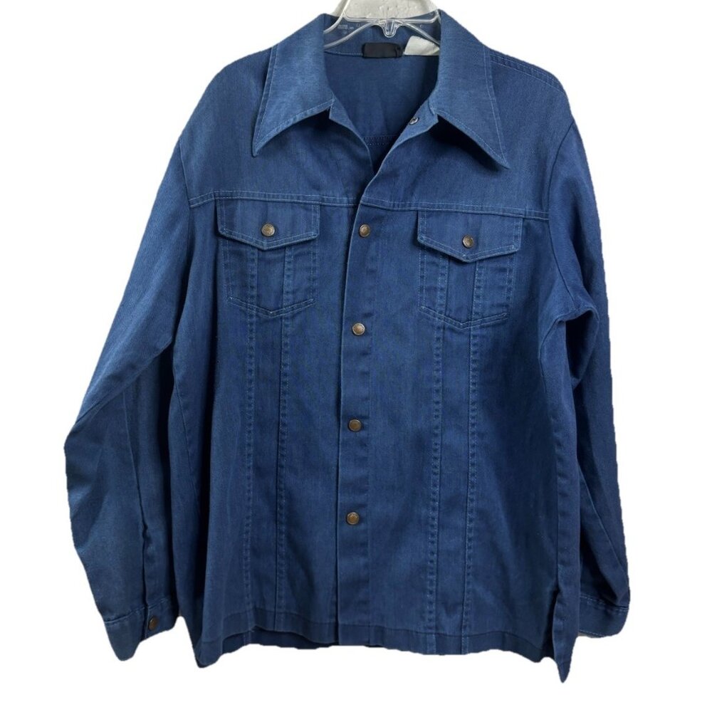VTG Western Wear XL ?(see Measurement) Medium Weight Denim Snap Collar Shirt GUC